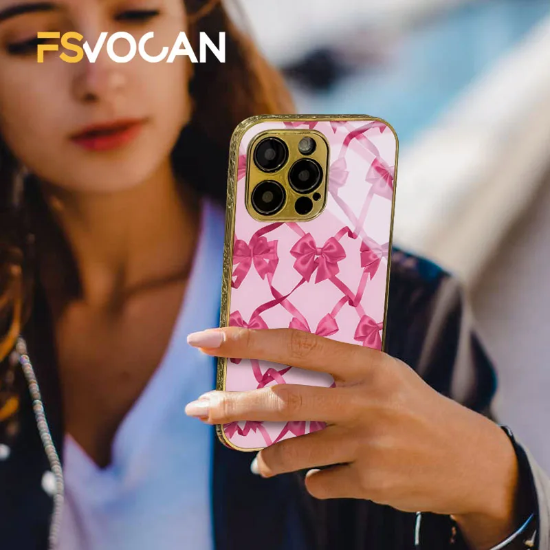 On Pointe かわいい花ゴールデン電話ケース iPhone 16 15 14 13 12 11 プロマックスかわいいトレンディなコケットピンクの弓バレエスリッパ