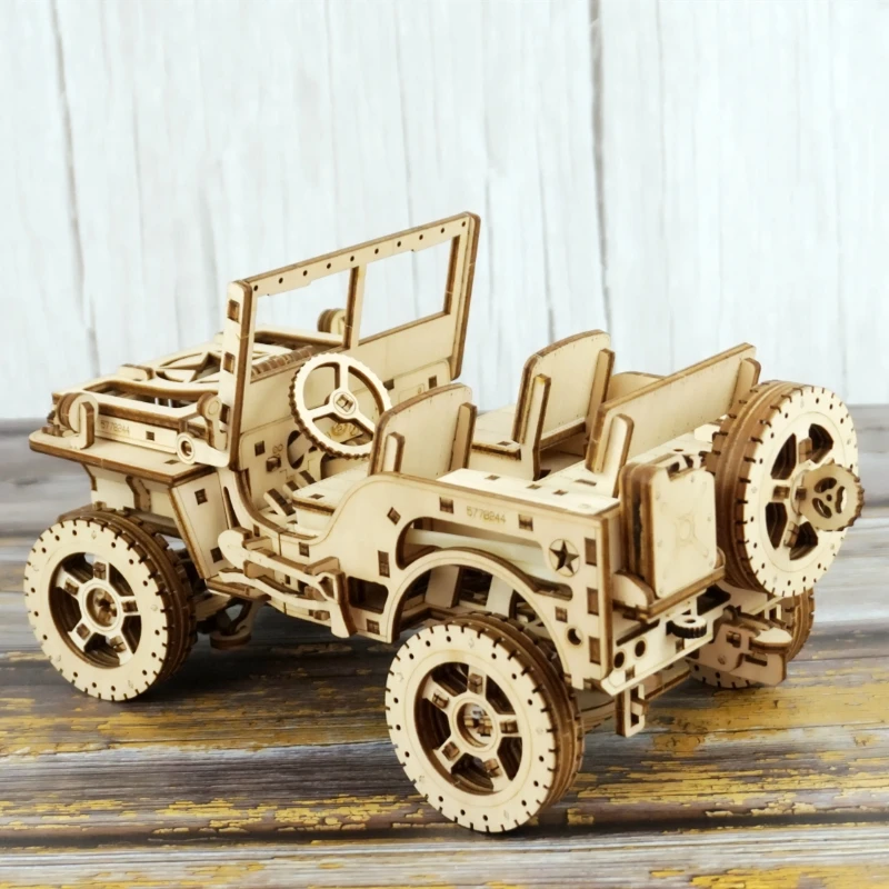 Adult Difficult Wooden Three-Dimensional Assembly Model Assembly Mechanical Toy Creative Gifts Gifts Four-Wheel Drive Jeep