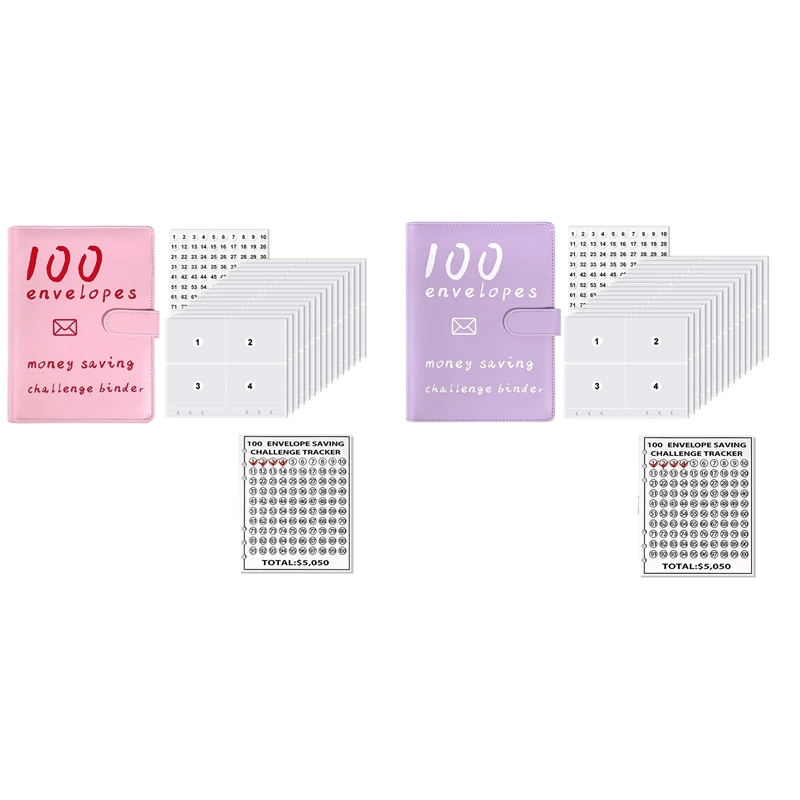 

Practical-100 Envelopes Money Savings Challenges Book,Storage Budgeting Binder Budget Book Cash Saving Challenge Box Kit