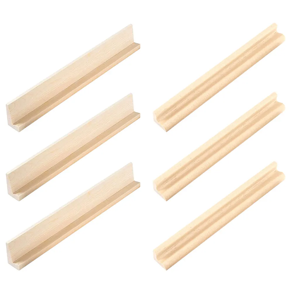 

6pcs Wooden Trays Desktop Holders Reusable Domino Stands Wood Display Base For Game Cards Domino Game Accessories Diy Supply