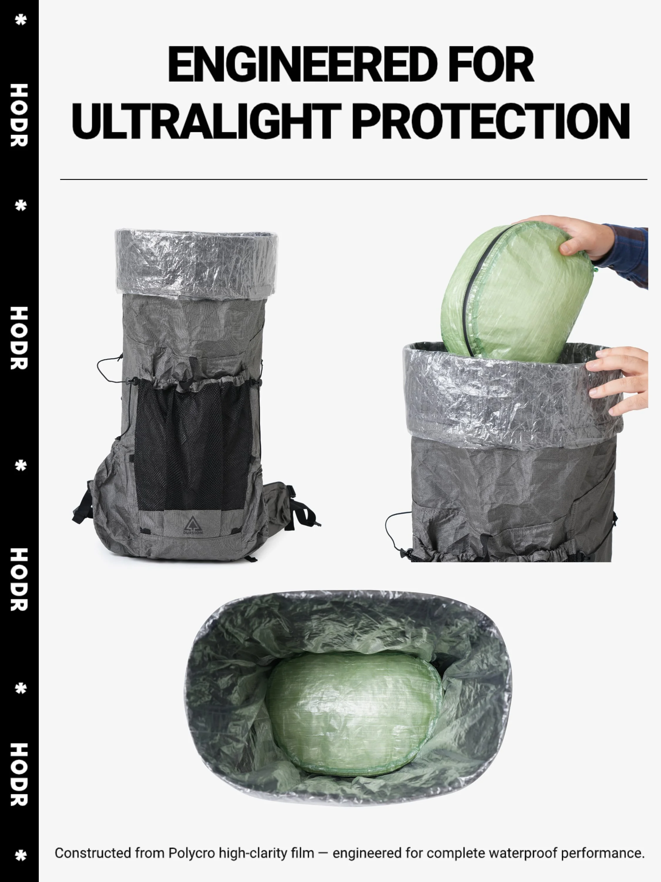 Rucksack-Innentasche, Verpackung, ultraleicht, 14 g Polycro-Innen-Trockentasche, wasserdichte Aufbewahrung für Wandern, Trekking, UL-Campingausrüstung – Detail 3