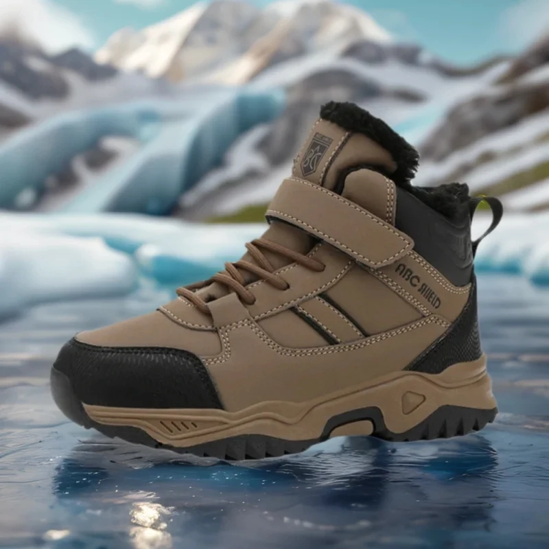 

Зимняя детская обувь, высокие походные ботинки, плюшевые теплые зимние ботинки, нескользящая уличная обувь для альпинизма, детские теплые ботинки