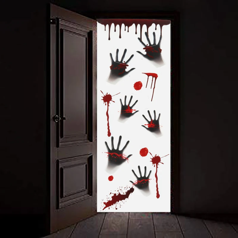 Halloween Decoration Horror Bloodstain Wall Sticker Handprint Footprint Blood Skull Window Sticker Halloween Party Horror Sticke