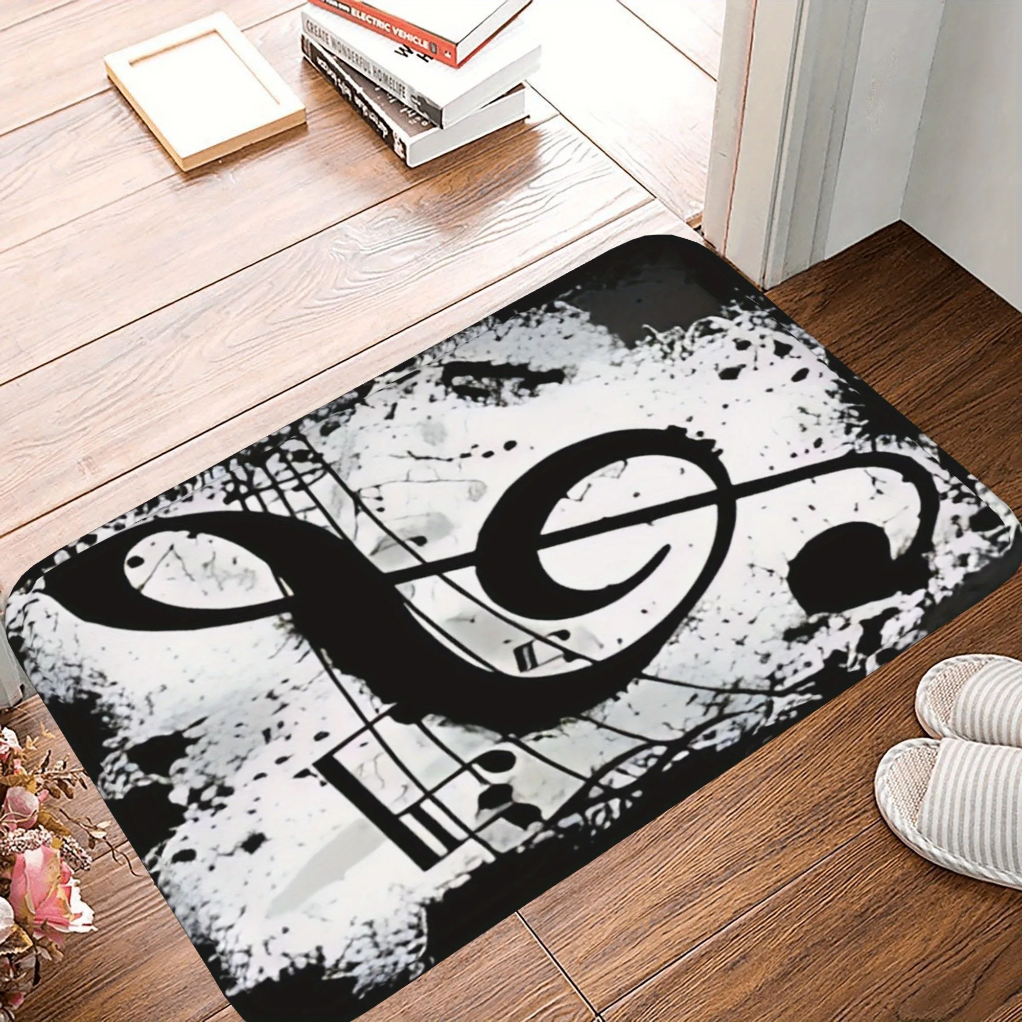 

1PC Note Pattern Kitchen Rug Non-Slip Door Mats Pop design Bathroom Rug Bath Mat Carpet for Home Sink Laundry Decor