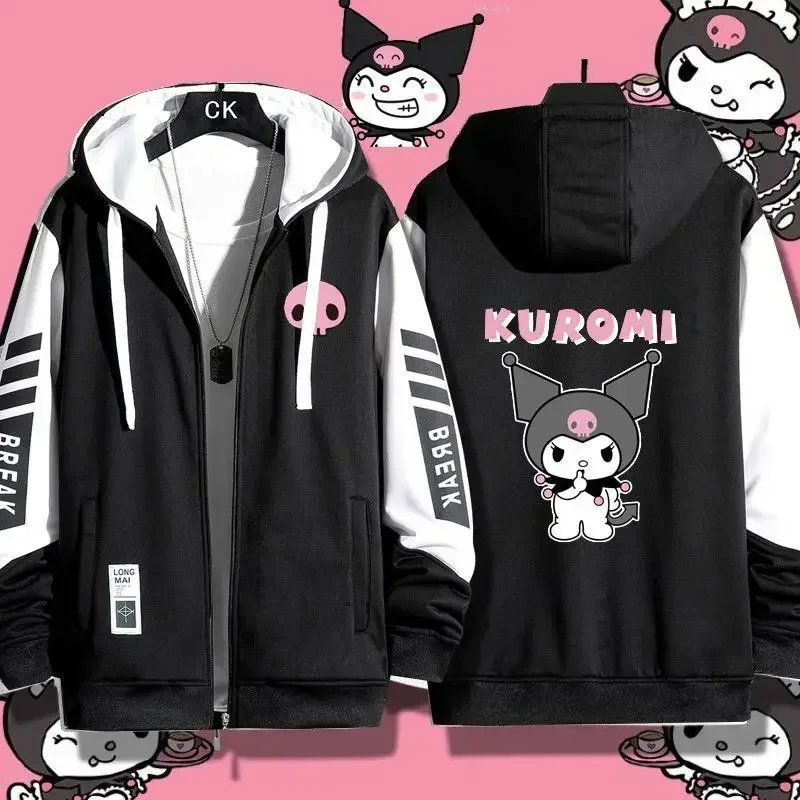 

2025Sanrio Kuromi Loose Hooded Anime My melody Cartoon Students Sports Jacket 100Kg Can Be Worn Track Jacket Casual Sweater Gift