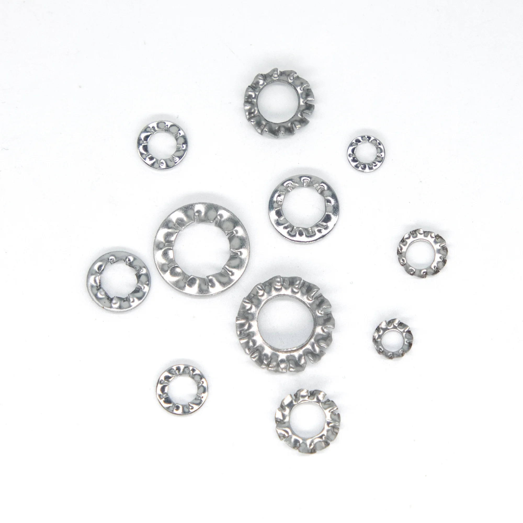 500pcs/Box Mix M3 M4 M5 M6 M8 External Internal Toothed Serrated Lock Washer Gasket Assortment Kit Set 304 A2-70 Stainless Steel image 4