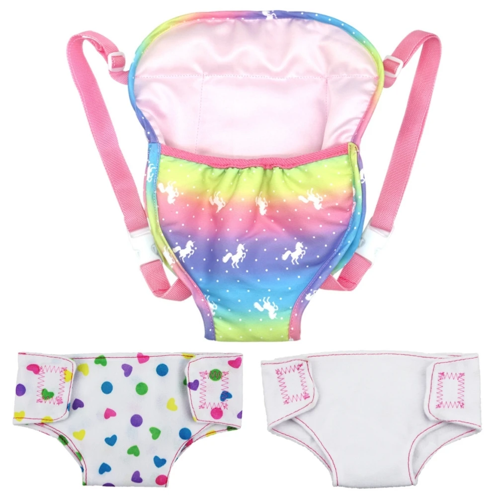 

2pcs Doll Diaper Underwear and Backpack Strap Set for 18in Baby Doll Doll Out Going Carry Bag 43cm 45cm Newborn Doll Accessories