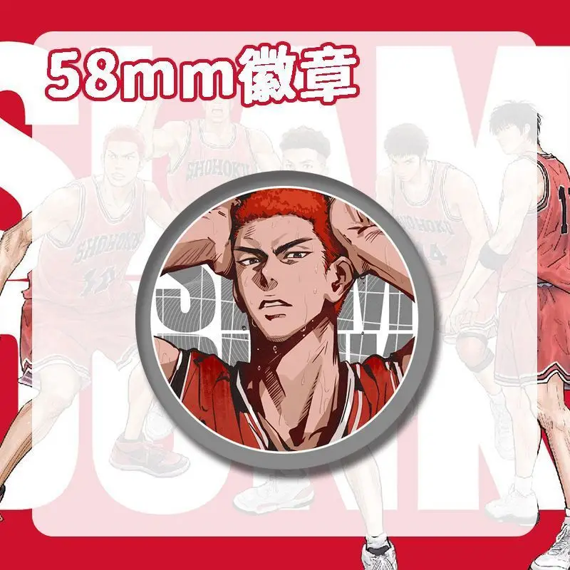 New Slam Dunk cartoon animation peripheral laser badge Sakuragi Hanamichi Rukawa Kaede tinplate badge brooch decoration gift