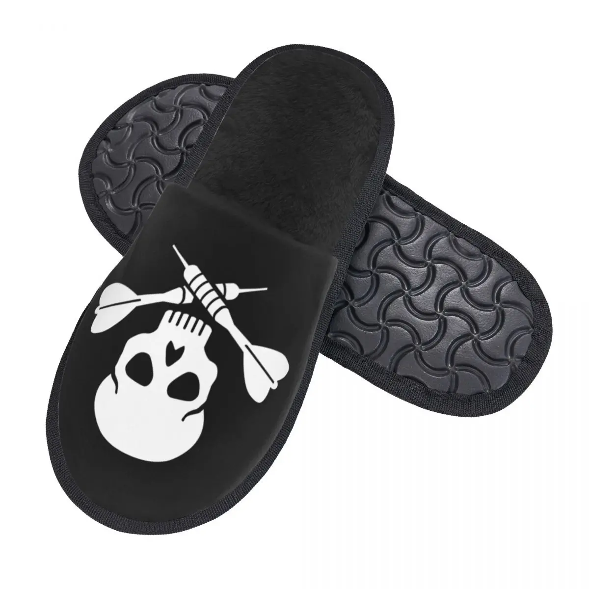 Darts Skull Guest Slippers for Bathroom Women Custom Print Dartboard Player House Shoes