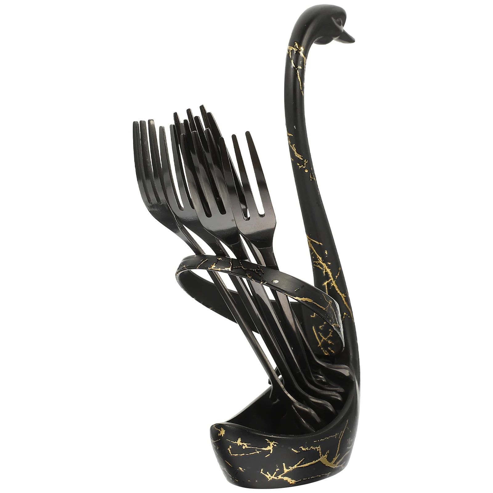 

Unique Coffee Spoon Holder Swan Base Kitchen Fruit Dessert Cake Teaspoons Metal ganizer Seasoning Utensils European Style