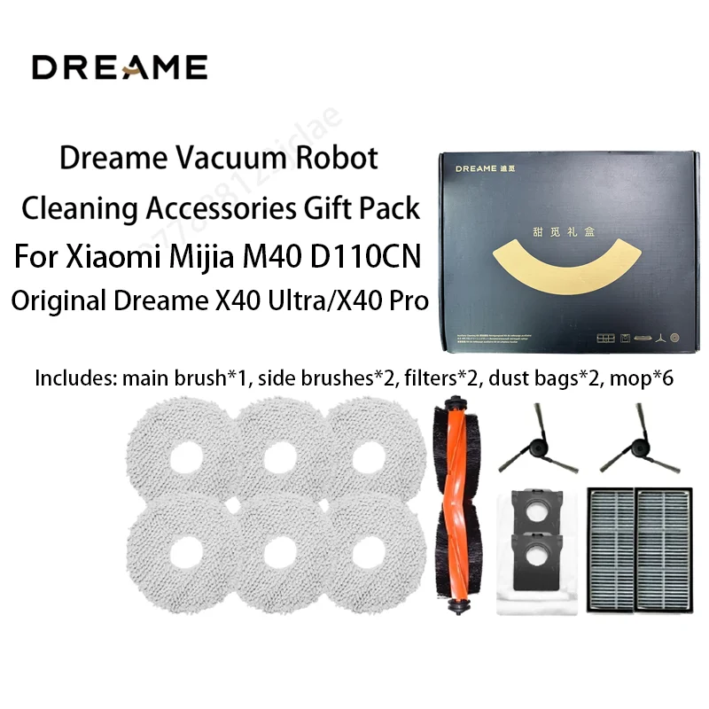 For Xiaomi Mijia M40 D110CN M30S Original Dreame X40 Ultra Robot Vacuum Cleaner Accessory Side main Brush, Filter, Mop Rag parts