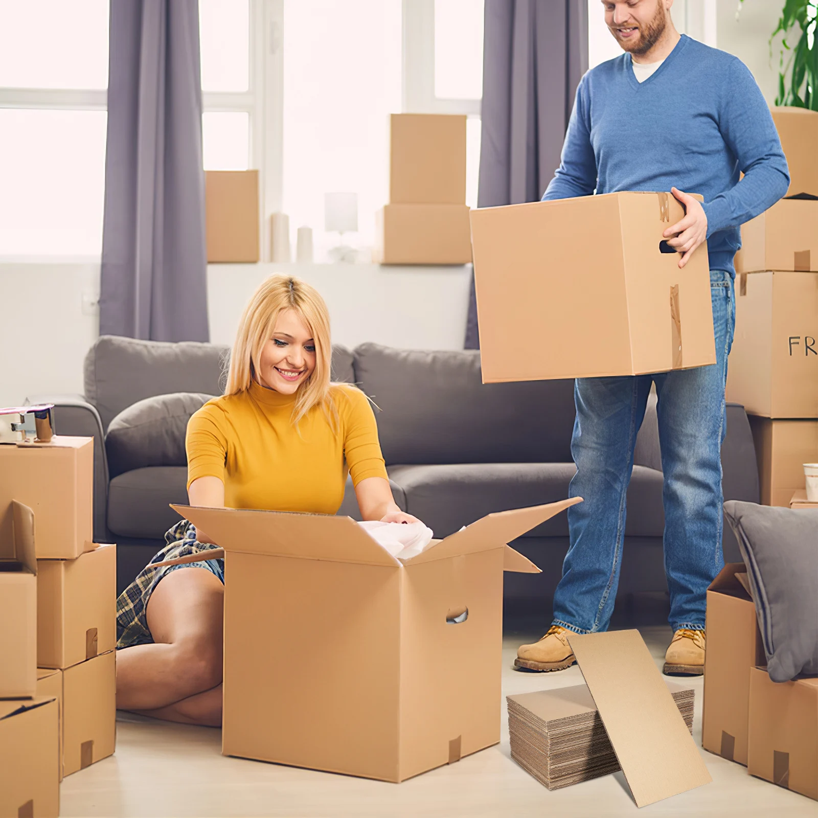 

50Pcs Corrugated Cardboard Sheets for Shipping Packaging Box Dividers Crafting Protective Cushion Pads