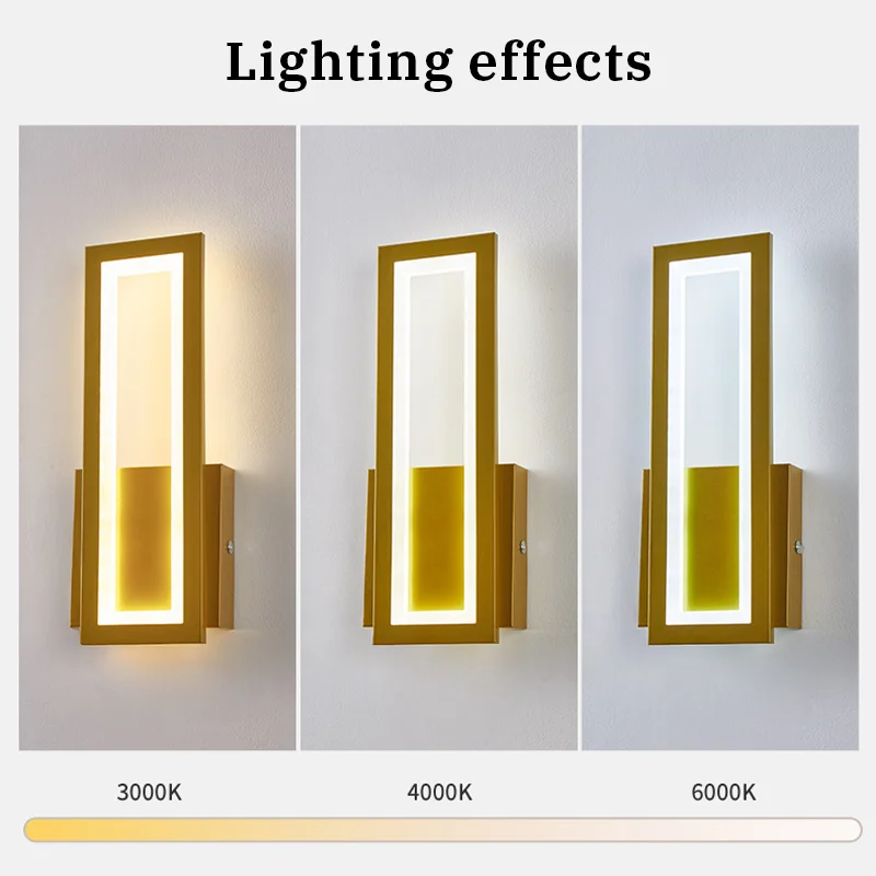 وحدة إضاءة LED جداريّة مصباح الحديثة الحد الأدنى الجدار ضوء الاكريليك ثلاثي الألوان عكس الضوء 16 واط التلفزيون خلفية غرفة نوم السرير الدرج ديكور المنزل