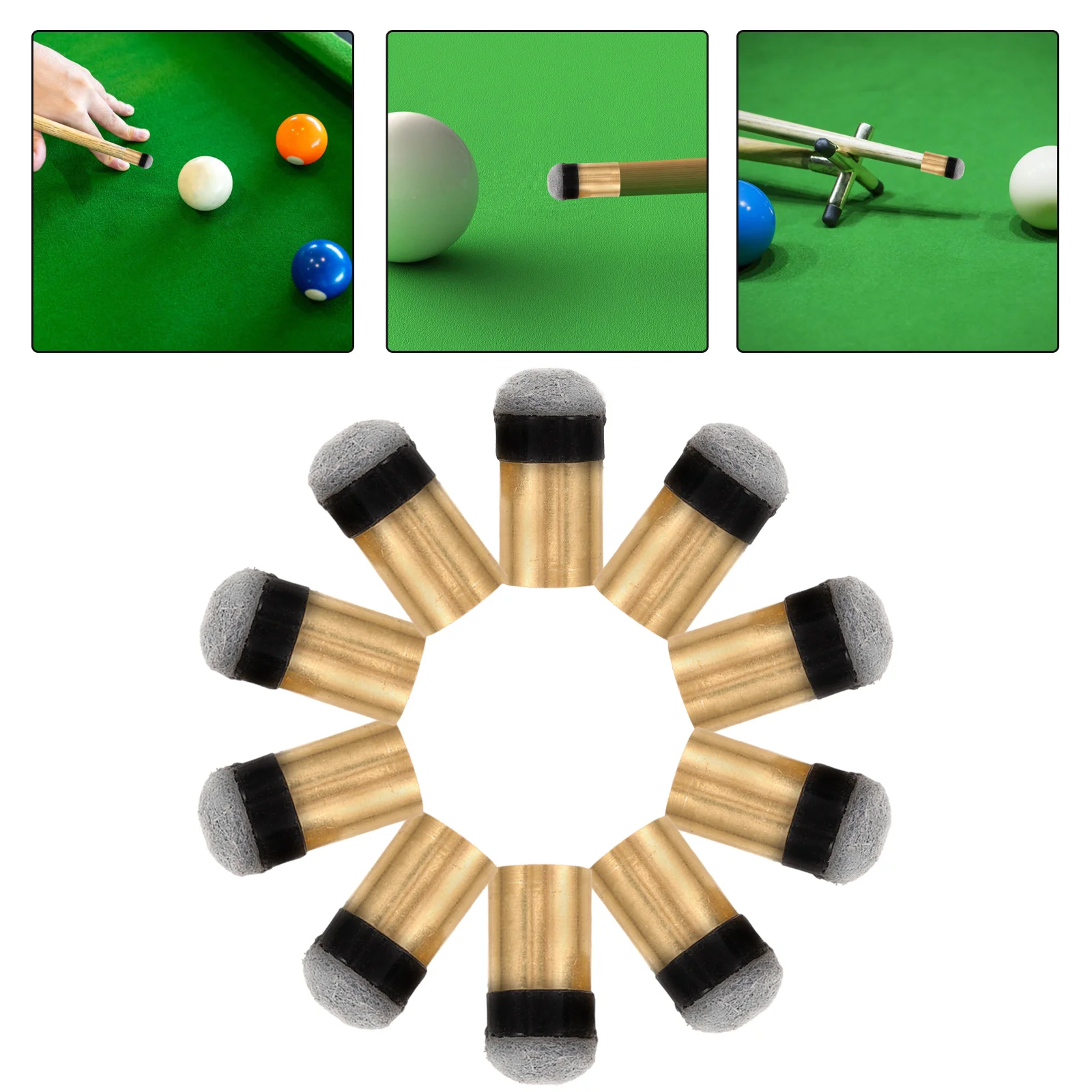 

10 Pcs Skin Nine Club Screw Tip Pool Cue Tips for Stick Copper Replacement Billiard Cues Accessories