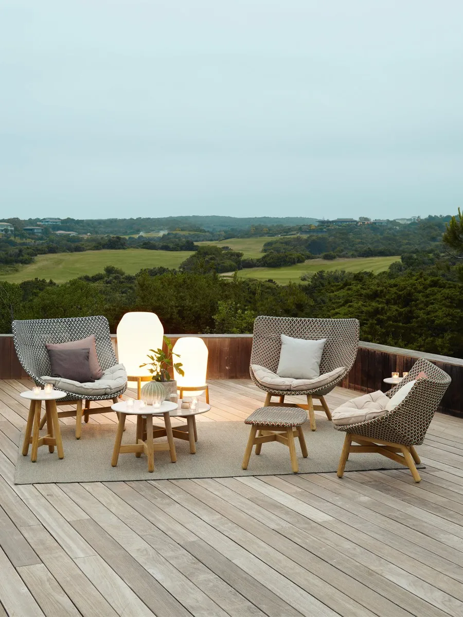 Outdoor Lying Bed Tea Table Combination Teak Rattan Weaving Single Person Sofa Rattan Chair Furniture
