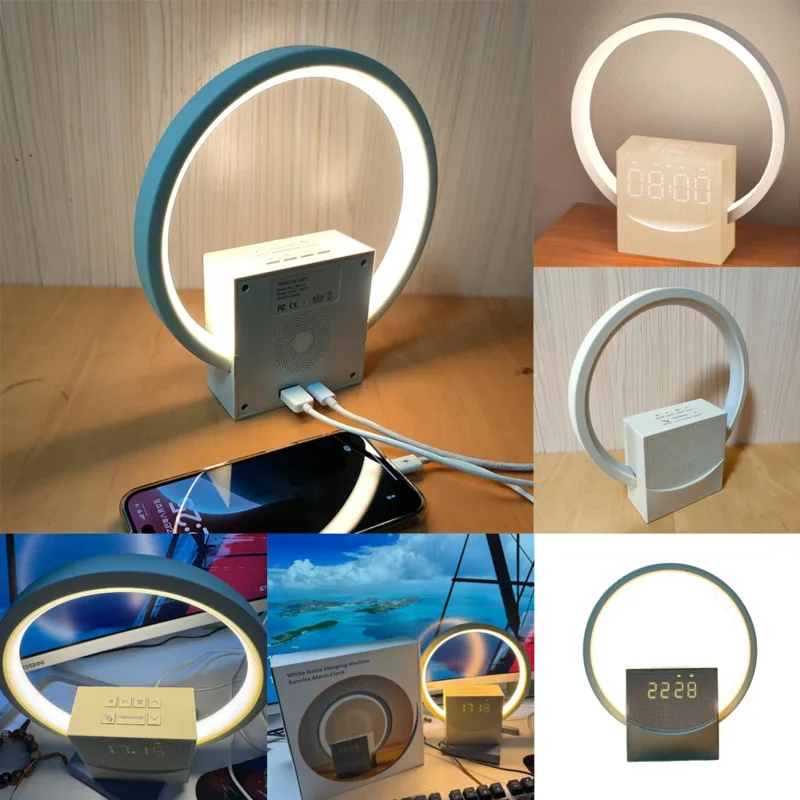 

Sunrise Alarm Clock Lamp White Noise Wake Up Light With Bluetooth Speaker 3 Level Dimmable Night Light Creative Table Lamp New