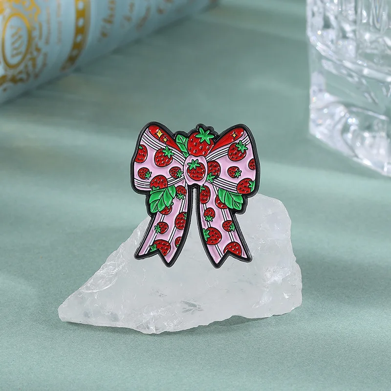 Cute Strawberry Element Brooch Bow Red Boot Shape Badge Clothing Bag Accessories Pin