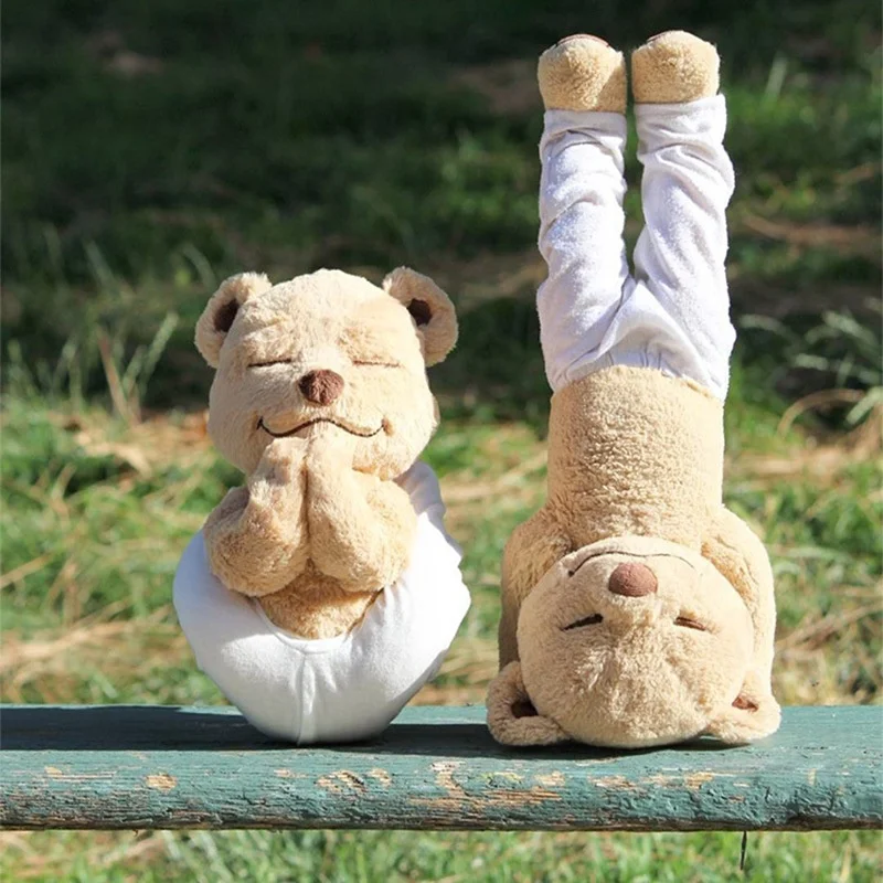 

1-3PCS Cute Yoga Bear Doll Variety Shape Doll Plush Toys for Kids Brown Adjustable Pose Bear Companion Sleeping Doll for Kids