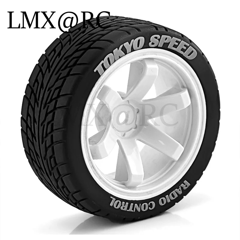 4 pièces 68mm pneu en caoutchouc roue 12mm hexagone pour Tamiya TT01 TT01E TT02 TT02B TA06 XV01 XV02 PTG-2 1/10 RC voiture de course pièces de mise à niveau