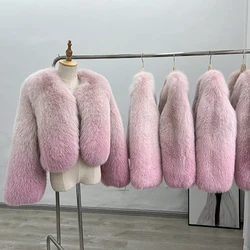 2024 New Women Winter Real Natural Fox Fur Coats Lady Luxury Full Pelt Natural Fur Jackets Outerwear Thick Warm Female Coats