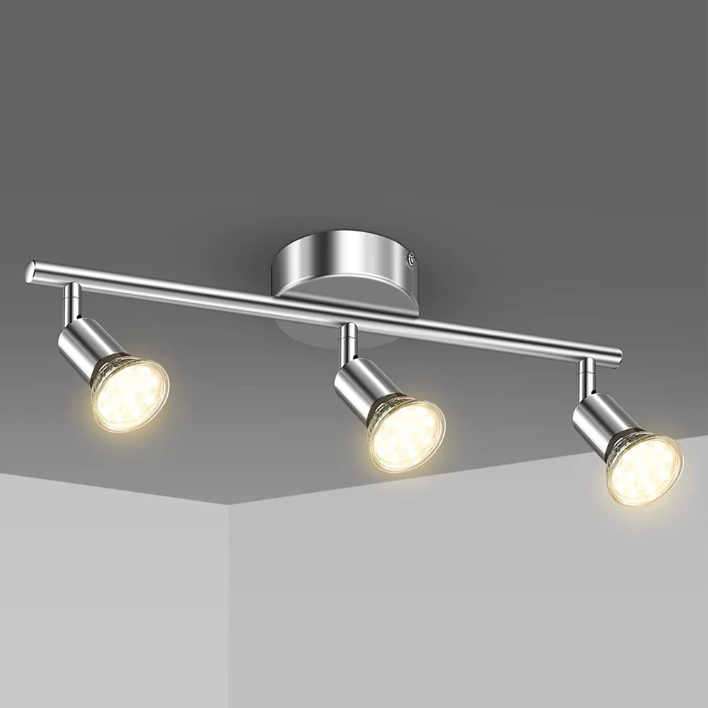 Modern Ceiling Spotlight Fixture 3 Lights LED Track Lighting Surface Mounted Ceiling Downlight GU10 Bulb Lamp Indoor Spot Light