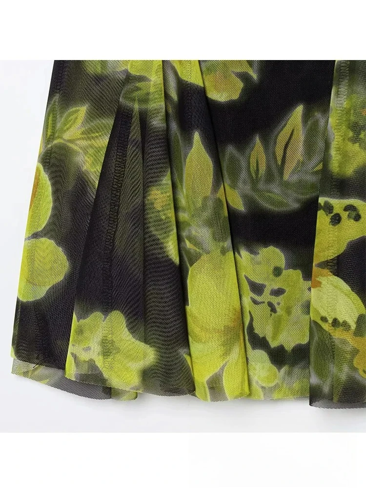 KONDALA Vintage Chic vestido de mujer estampado gasa cremallera corta Cami Vestidos nueva moda 2025 Primavera Verano vestido de vacaciones