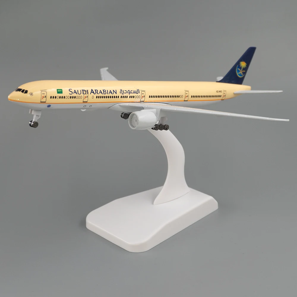 19cm Aircraft Boeing 777 Saudi Arabia Airlines Alloy Plane B777 with Wheel Model Toys Children Kids Gift for Collection