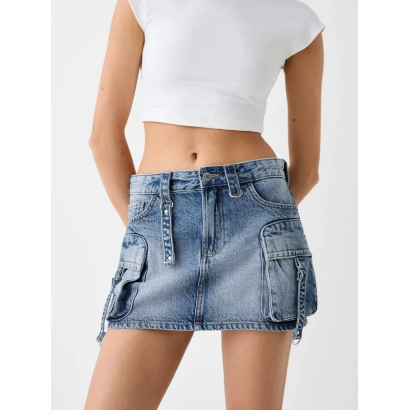 Zomer nieuwe hete meisje mode multi-slot cargo korte rok dames halve rok