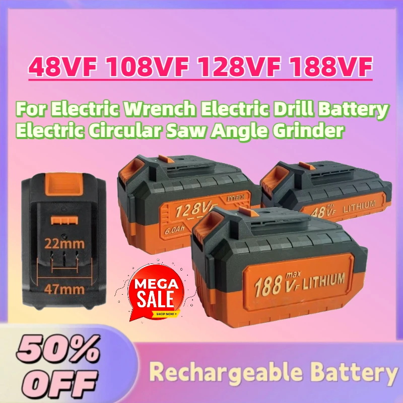 48VF 108VF 128VF 188VF Li-Ion Replacement Battery For Electric Wrench Electric Drill Battery Electric Circular Saw Angle Grinder