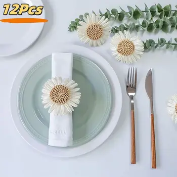 2025 Kulatý kroužek na ubrousek, 12 ks, kroužek na ubrousek v čínském stylu pro svatební dekoraci domova, zlato-stříbrný držák na ubrousky 10 nejlepší prodej svatební prsten na ubrousek - №7