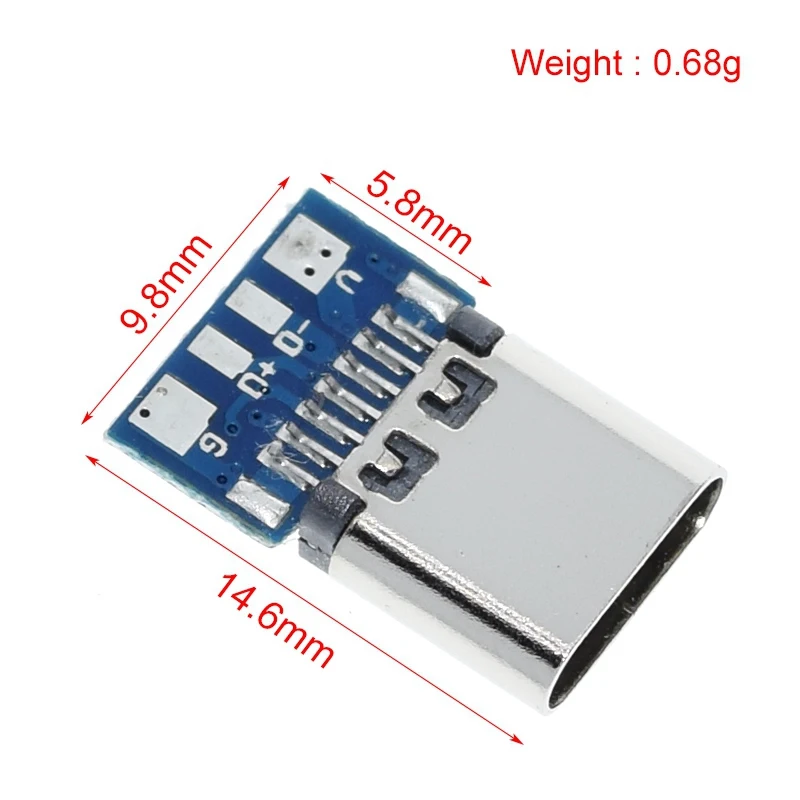 10PCS USB 3.1 Type-C Connector 12 24 Pins Female/Male Socket Receptacle Adapter to Solder Wire & Cable 24 Pins