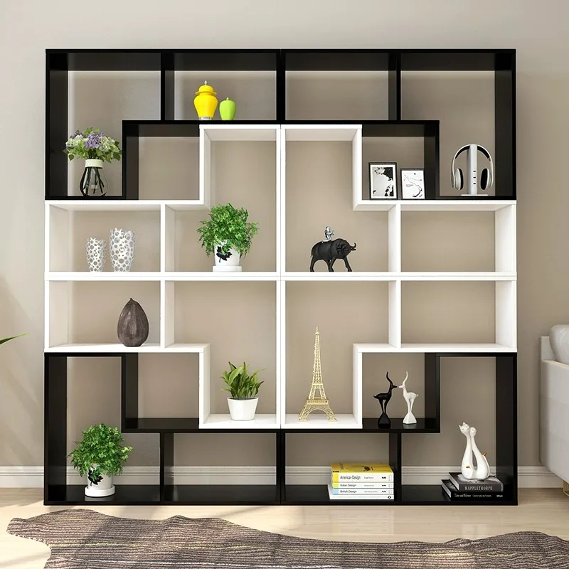 ¥#Simple Combination Bookcase Creative Corner Bookshelf Bedroom Floor Simple Shelf Partition Display