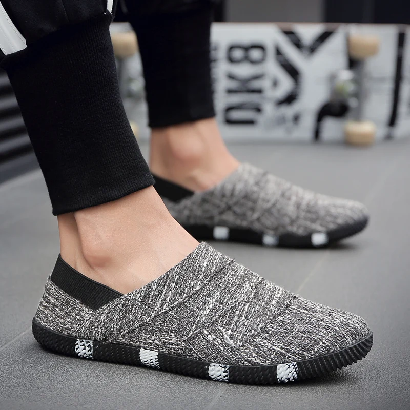 Summer Urban Leisure Knit Loafers Mens Breath Stretch Cloth Non Slip Cushion Insole Outdoor Walking Shoe view 2