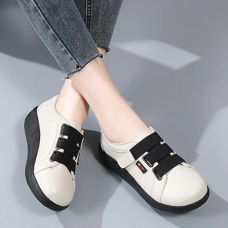 موضة أحذية مسطحة مرتفعة باطن سميكة أحذية رياضية للنساء ربيع الخريف أحذية رياضية عالية الكعب أجهزة لياقة خارجية حذاء المشي جديد #3