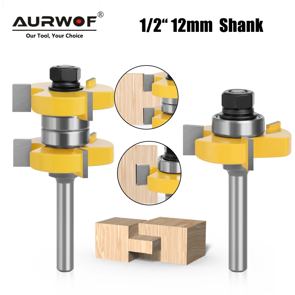 

AURWOF 3-tooth T-type Tenon Cutter Engraving Machine Panel And Floor Cutter Router Bit milling cutter for wood-C