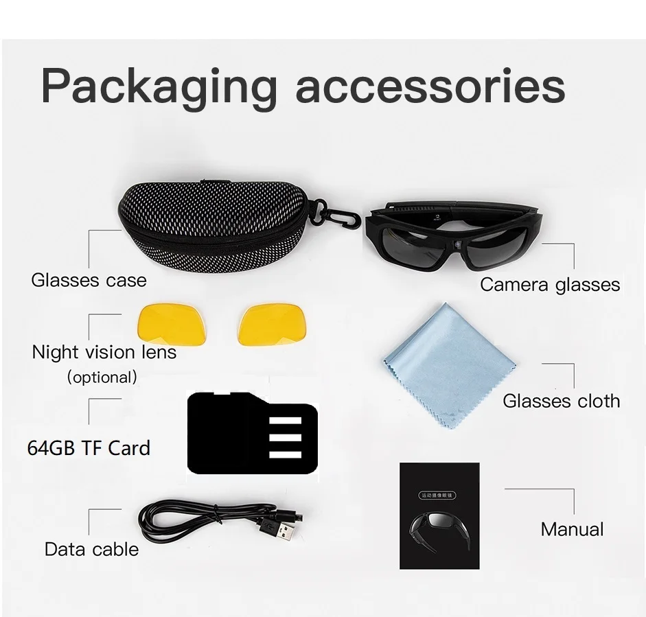 4K HD Glasses Camera Video Driving Record Cycling Video Smart Glasses With Eyewear Camcorder For Outdoor Mini Camera