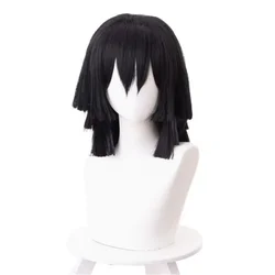 Iguro Obanai Cosplay Pruik Anime Korte Zwarte Stijl Hittebestendig Synthetisch Haar Rollenspel Wigswhite Snake Rekwisieten