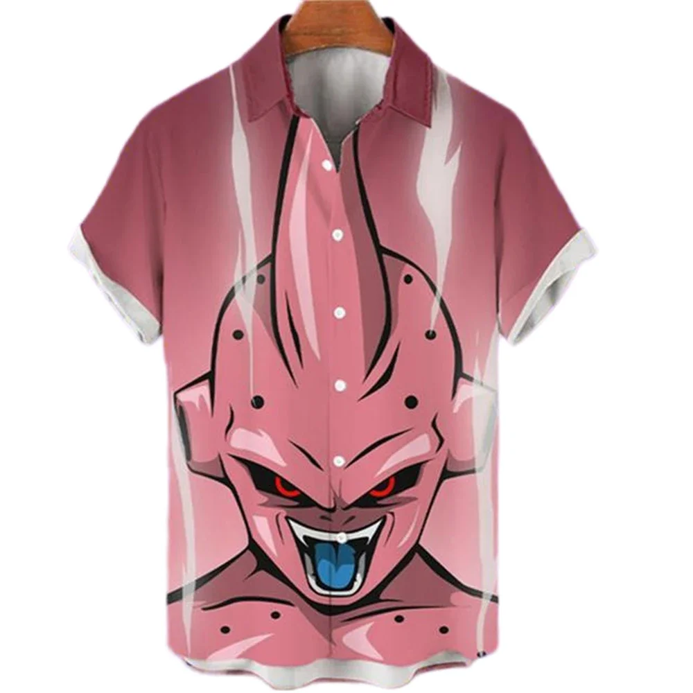 Men's Summer Dragon Ball Shirt Men Anime Shirt Casual Super Saiyan Hawaiian Tops