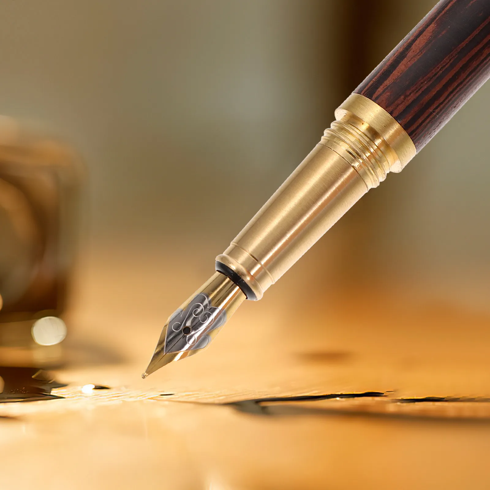 

Real Wood Fountain Pen Smooth Writing Stationery for Students Professionals Travel Business Gift Elegant Short Portable Sign Pen