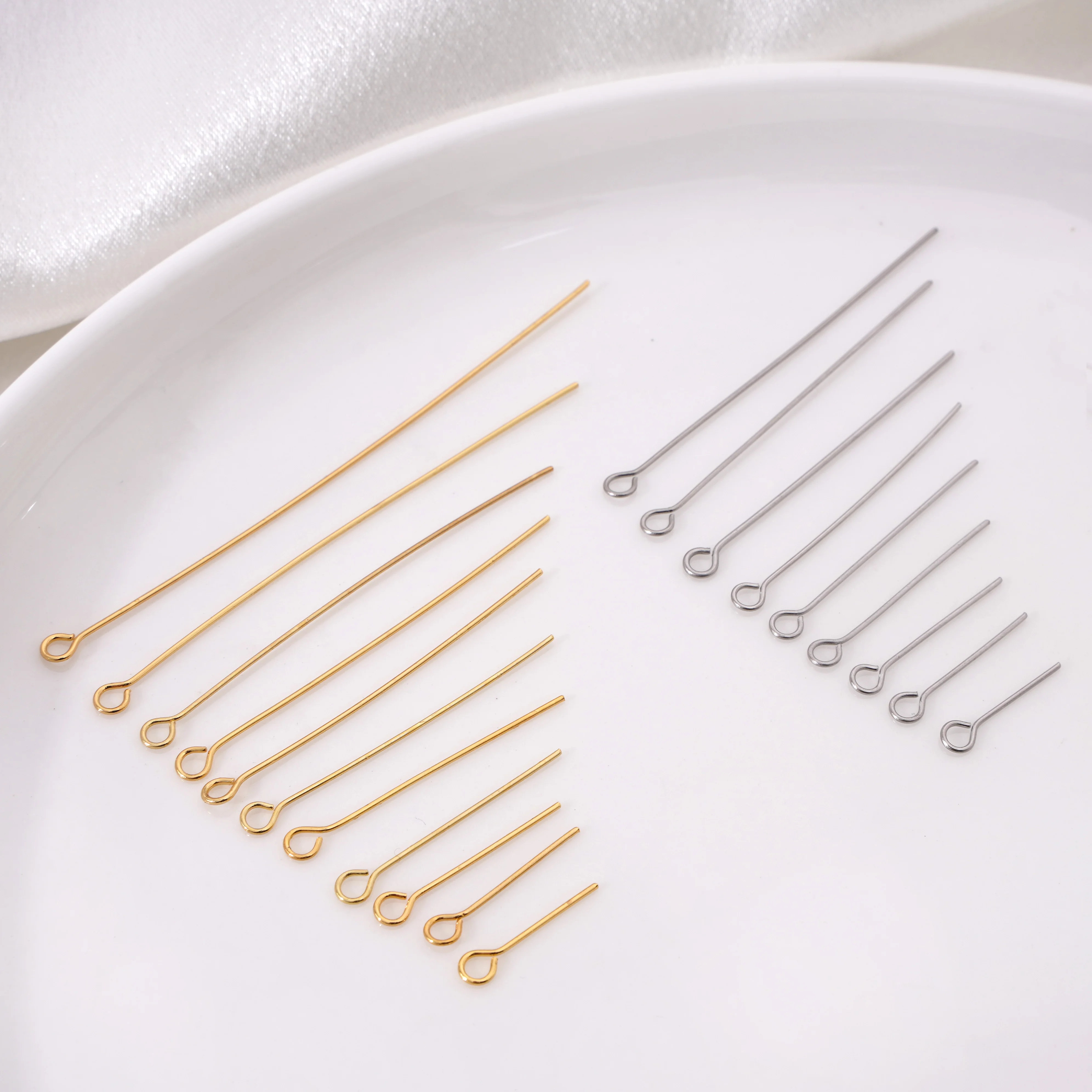 

50-100Pcs/Lot 15-70mm Rhodium/Gold Color Stainless Steel Headpins For Jewelry Making DIY Earrings Beading Eye Pin Accessories