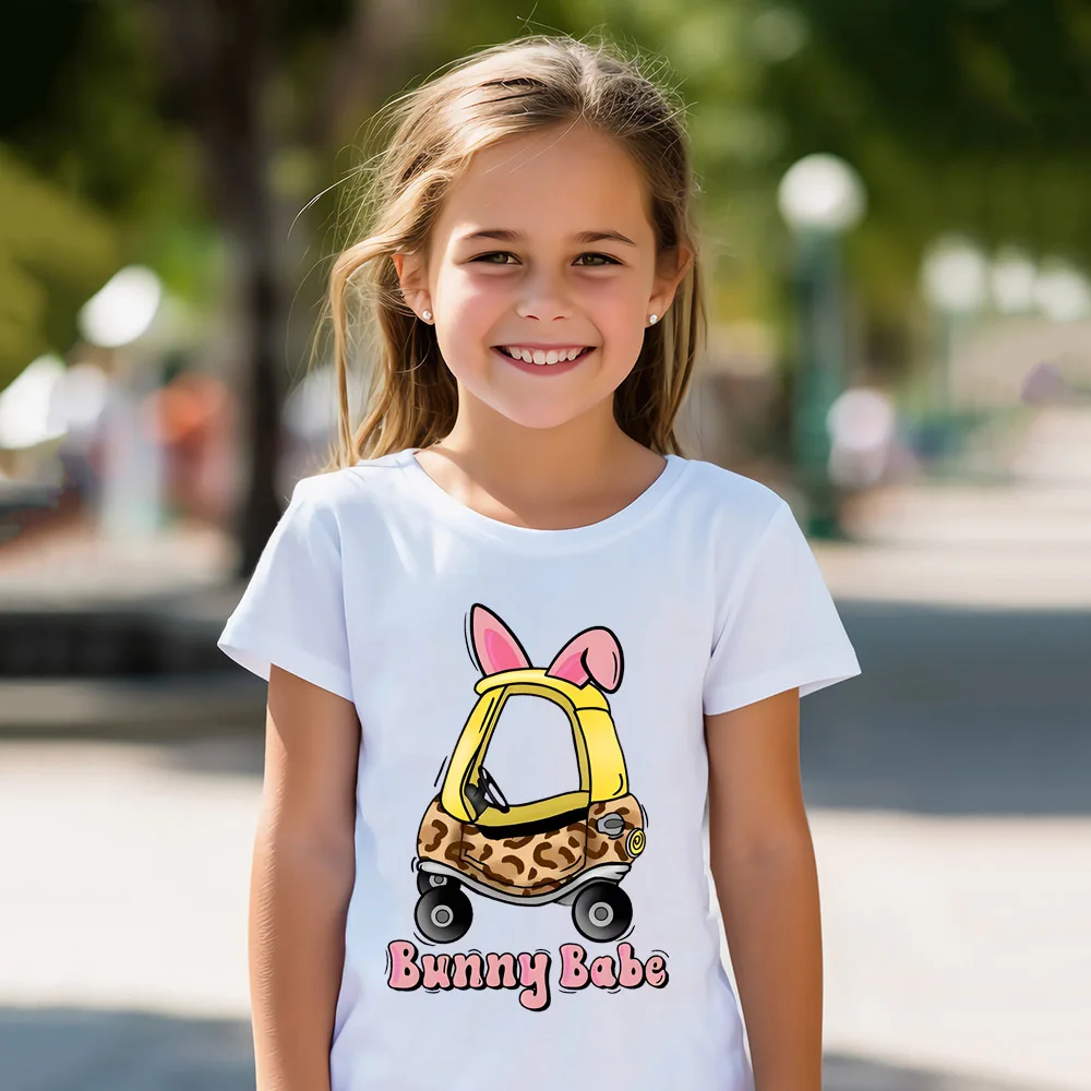 

Bunny Babe Pattern Print Childs T-shirts Easter Day Girl Cute Kids Tee Tops Summer Short Sleeve Tshirt Best Gifts To Kid