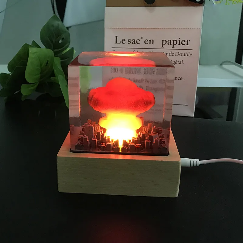 Nuclear Explosion Bomb Mushroom Cloud Lamp Flameless Lamp For Courtyard Living Room Decor 3D Night Light Rechargeable