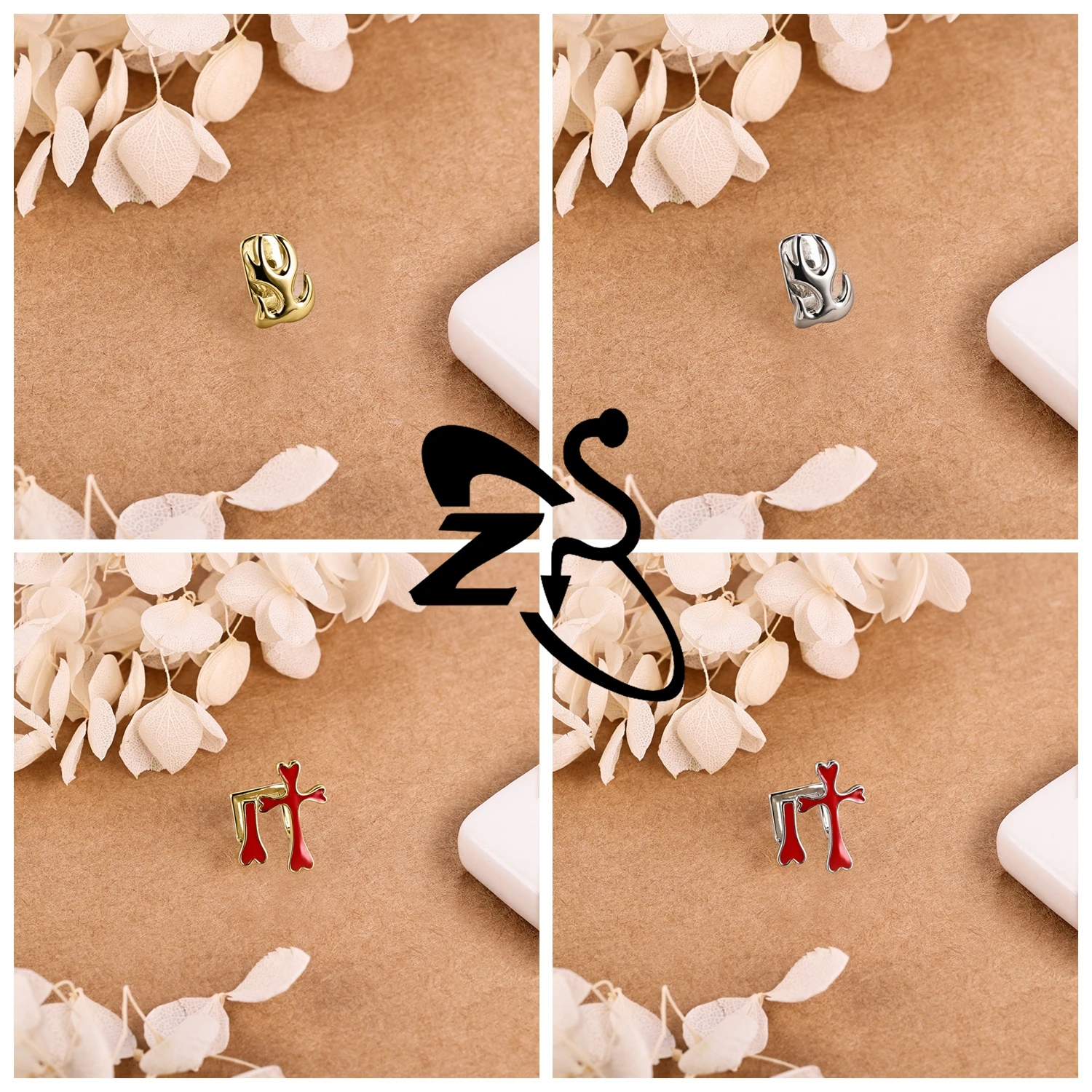 ZS 1 قطعة/مجموعة الهيب هوب مجوفة مطلية بالذهب Grillz الأسنان الديكور شكل قلب الزركون الأسنان كليب مجوهرات عالية البولندية غطاء الأسنان #2