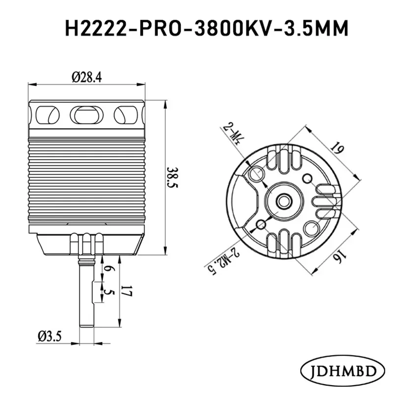 JDHMBD 450 3800KV-2222-3.5MM Brushless Motor for Trex 450 AZLRC 450 X360（3S） Helicopter