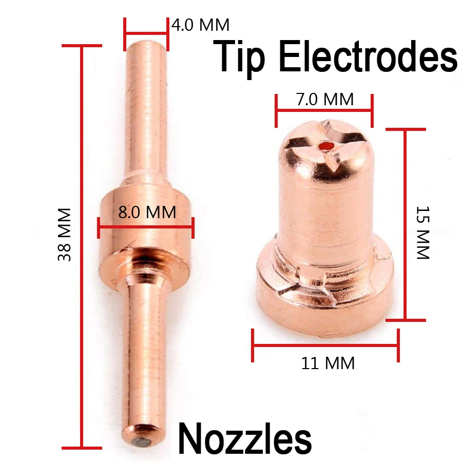 Imagem -03 - Kit de Consumíveis Estendido para Cortador de Plasma Pontas do Eletrodo Copo Pt31 Lg40 Pt31 Cut40 Hyc45d Hyc50d Cut50 Plc50d Hyc410