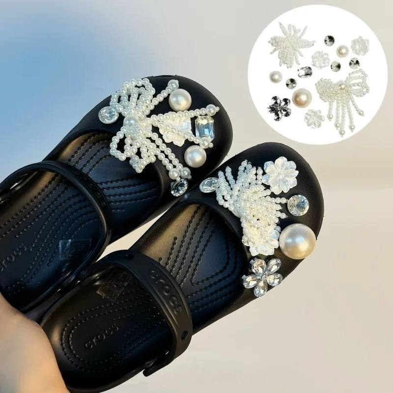 Fashion Shoe Charms Set for Women Retro Ballet Shoes Rhinestone Clog Charms Flowing Ballet Shoe Decorations DIY Shoe Accessories