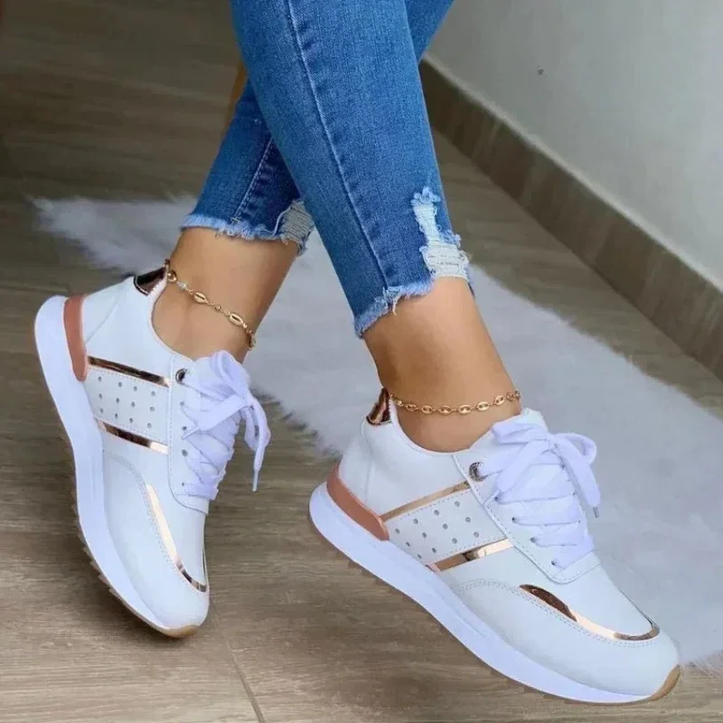 Zapatillas de deporte con cordones Para mujer, Zapatos deportivos informales transpirables con plataforma, de diseñador de lujo