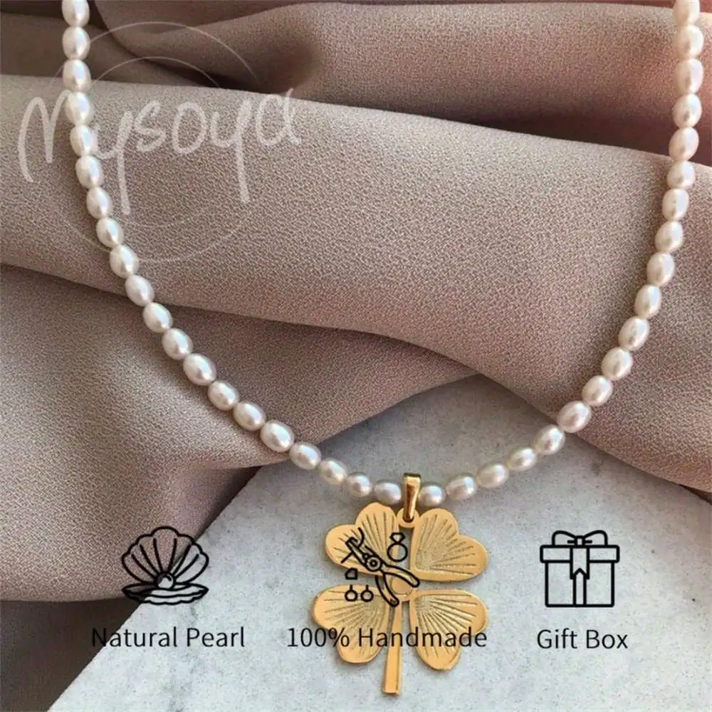 

MYSOYA White Rice-shaped Freshwater Pearl Necklace 6-7mm Pearls Gift Box Gift for Her Wedding Jewelry Christmas Birthday Gift