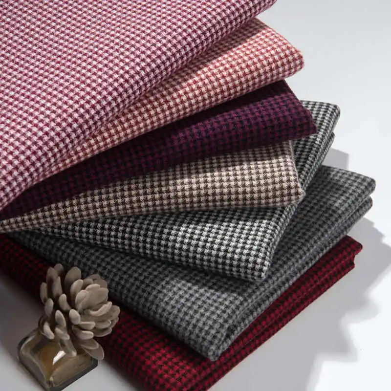 Autumn and Winter Thickened Woolen Plaid Imitation Wool Cashmere Houndstooth Fabric DIY Coat Outerwear Clothing Brushed Fabric