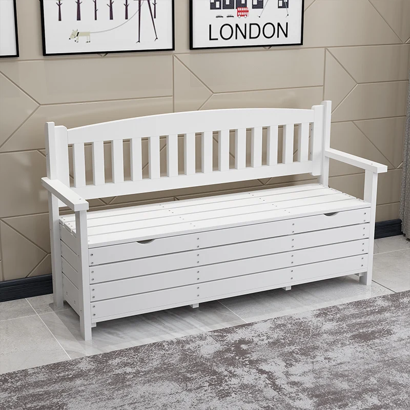 

Customized solid wood furniture carbonized storage bench balcony living room sofa chair outdoor courtyard armrest backrest